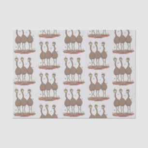 Funny Australian emu trio cartoon illustration Tissue Paper