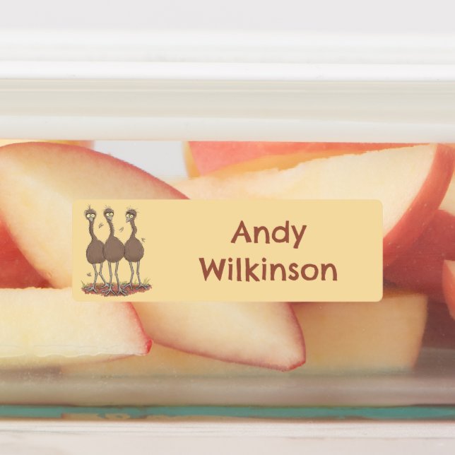 Funny Australian emu trio cartoon personalized  (Affixed)