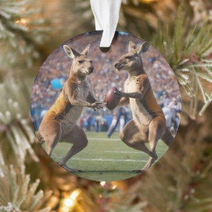 Funny Australian Kangaroos Playing Aussie Football Ornament