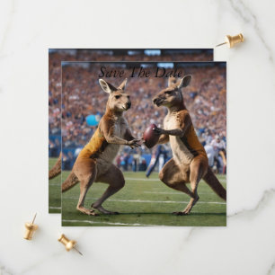 Funny Australian Kangaroos Playing Football, Save The Date