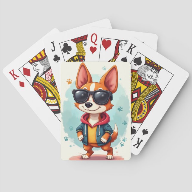Funny Australian Kelpie Kawaii Dog Playing Cards (Back)