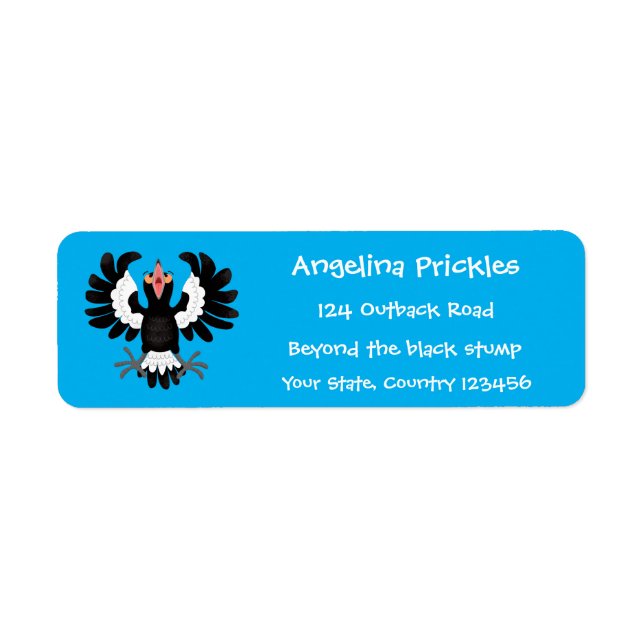 Funny Australian magpie cartoon illustration (Front)
