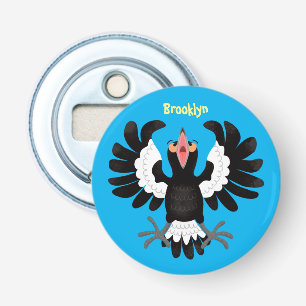 Funny Australian magpie cartoon illustration  Bottle Opener