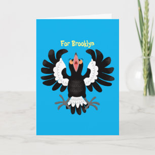 Funny Australian magpie cartoon illustration Card