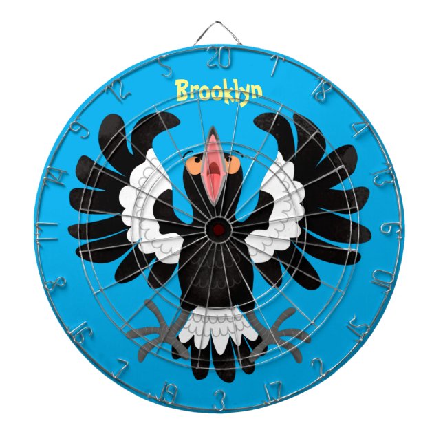 Funny Australian magpie cartoon illustration Dartboard (Front)
