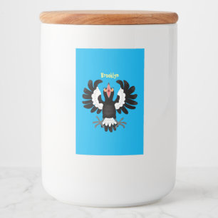 Funny Australian magpie cartoon illustration Food Label