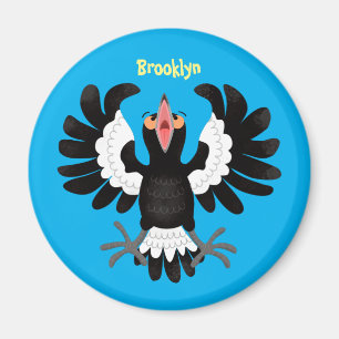 Funny Australian magpie cartoon illustration Magnet