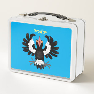 Funny Australian magpie cartoon illustration Metal Lunch Box