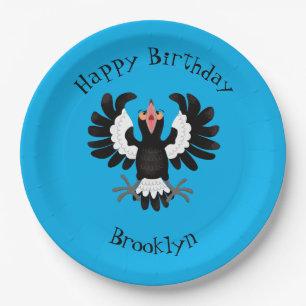 Funny Australian magpie cartoon illustration Paper Plate