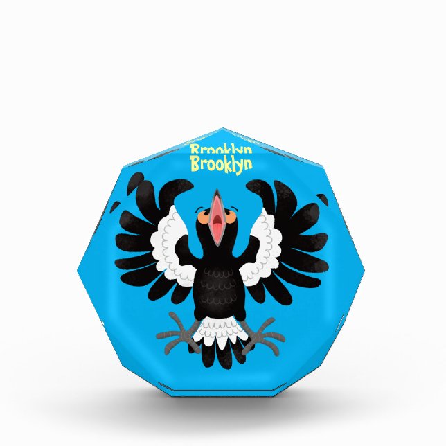 Funny Australian magpie cartoon illustration Photo Block (Front)