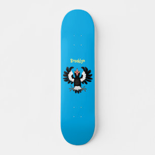 Funny Australian magpie cartoon illustration  Skateboard