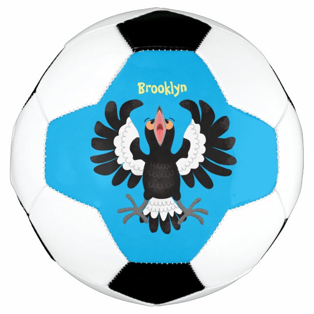 Funny Australian magpie cartoon illustration Soccer Ball (Front)