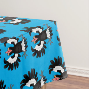 Funny Australian magpie cartoon illustration Tablecloth