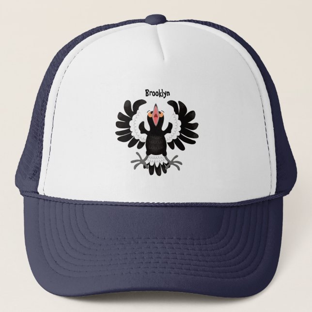 Funny Australian magpie cartoon illustration Trucker Hat (Front)