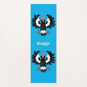 Funny Australian magpie cartoon illustration Yoga Mat