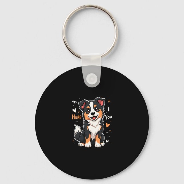 Funny Australian Shepherd Mom Gifts Aussie Yes I H Keychain (Front)
