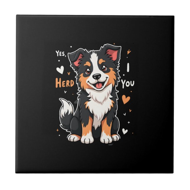 Funny Australian Shepherd Mom Gifts Aussie Yes I H Tile (Front)