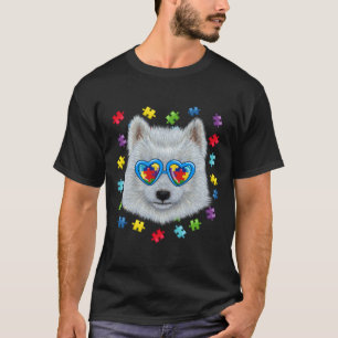 Funny Autism American Eskimo Dog Puzzle Sunglasses T-Shirt