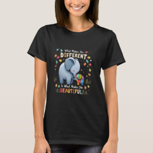 Funny Autism Awareness Cute Autistic Elephant Puzz T-Shirt