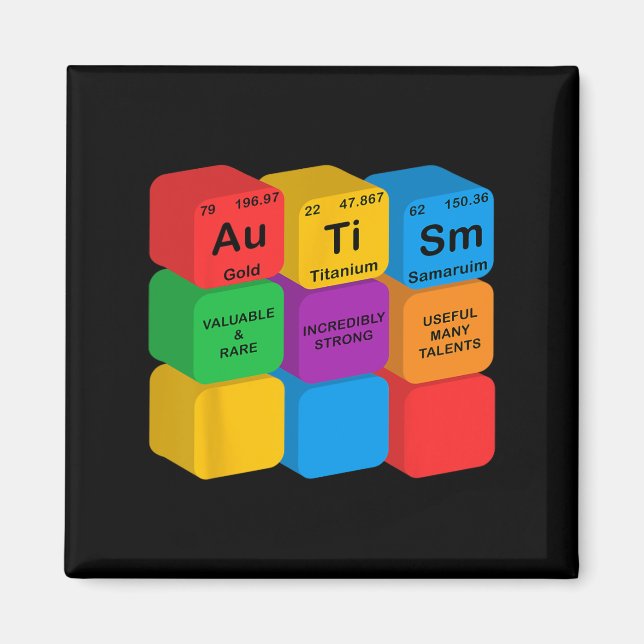 Funny Autism Awareness Elements Periodic Table Che Magnet (Front)
