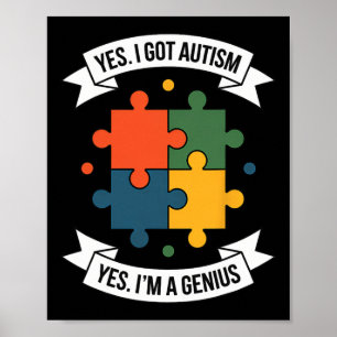 Funny Autism Awareness Kids Autistic Puzzle Autism Poster