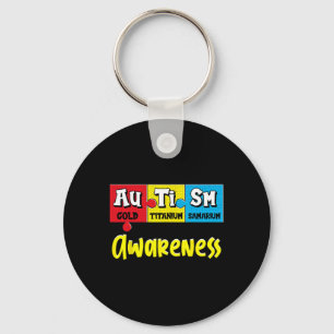 Funny Autism Awareness Puzzle Chemical Periodic Ta Keychain