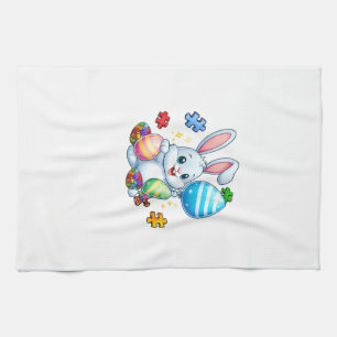 Funny Autism Awareness Puzzle Easter Bunny Eggs Ki Kitchen Towel