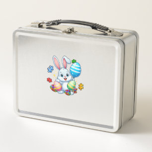 Funny Autism Awareness Puzzle Easter Bunny Eggs Ki Metal Lunch Box