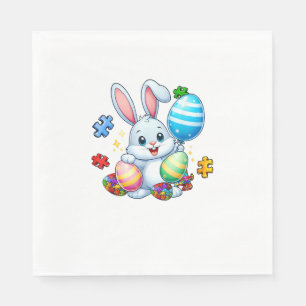 Funny Autism Awareness Puzzle Easter Bunny Eggs Ki Napkin