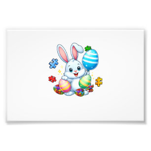 Funny Autism Awareness Puzzle Easter Bunny Eggs Ki Photo Print