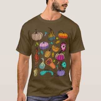 Funny Autumn Elements Pumpkin Mushroom Fall Thanks T-Shirt