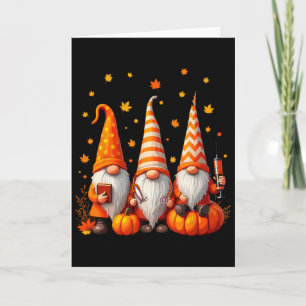 Funny Autumn Gnome Nurse Tee Thanksgiving Gnomes N Card