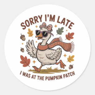 Funny Autumn Goose Classic Round Sticker