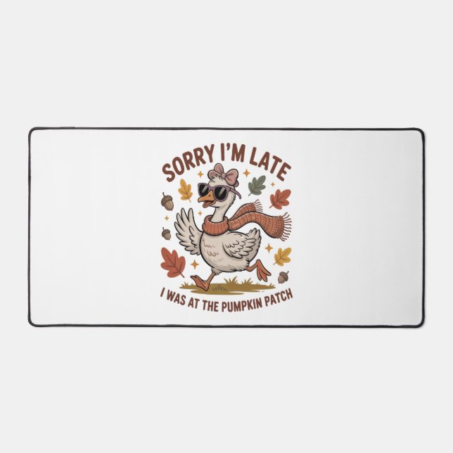 Funny Autumn Goose Desk Mat (Front)