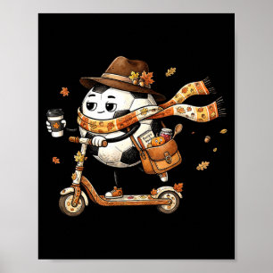 Funny autumn scooter soccer thanksgiving womens poster