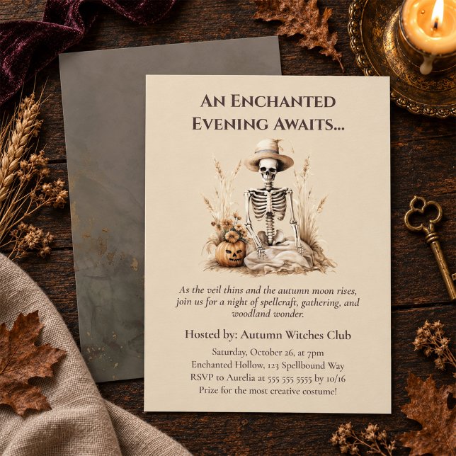 Funny Autumn Skeleton – Witchy Fall Gathering Invitation (Funny Autumn Skeleton – Witchy Fall Gathering Invitation)