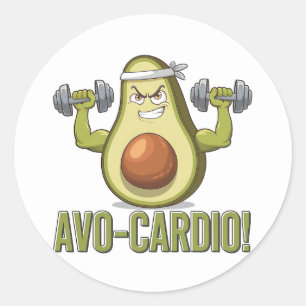 Funny Avo-Cardio Avocado Fitness Design Classic Round Sticker