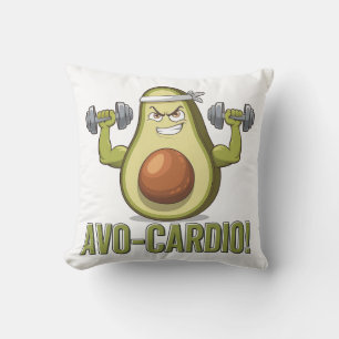 Funny Avo-Cardio Avocado Fitness Design Throw Pillow
