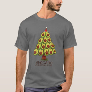 Funny Avocado Christmas Tree Red Santa Hat Fruit L T-Shirt