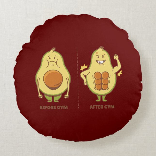 Funny Avocado, Cute Fruit Meme Round Pillow (Front)