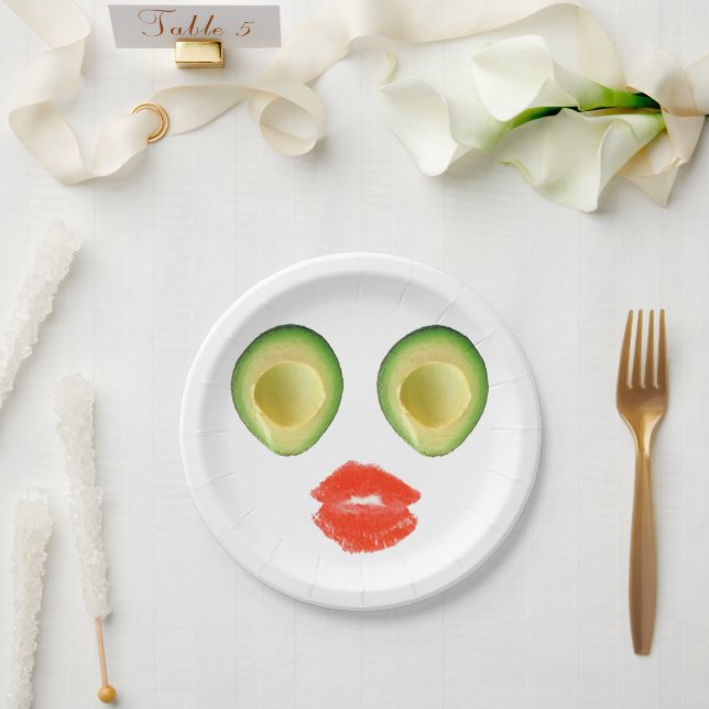 Funny Avocado Face 4Frances Paper Plate (Wedding)