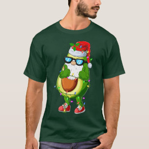 Funny Avocado Fruit Lover Xmas Light Santa Avocado T-Shirt