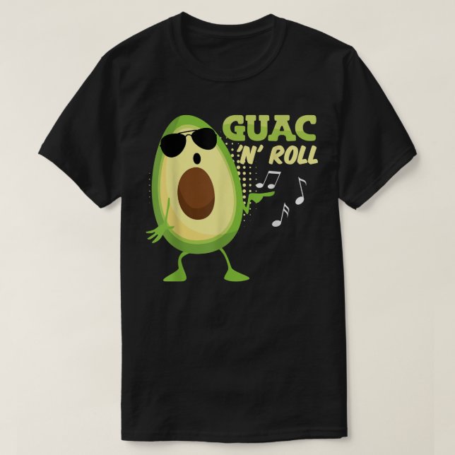 Funny Avocado Guac n Roll Guacamole Meican Rocker  T-Shirt (Design Front)