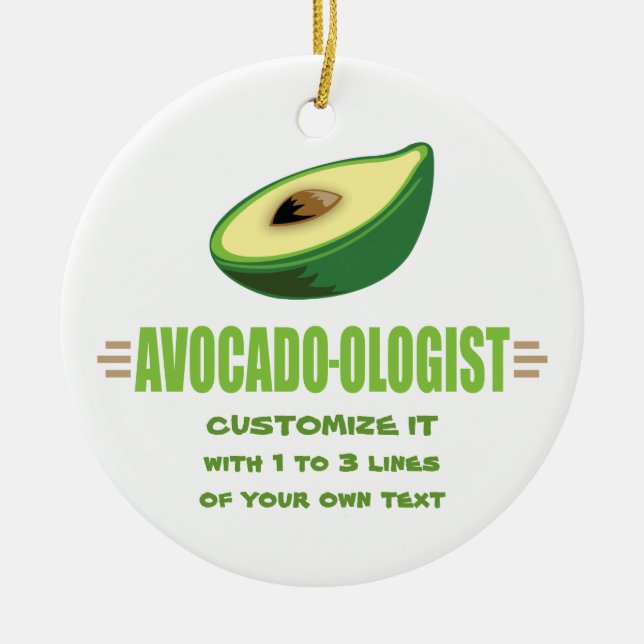 Funny Avocado Lover Ceramic Ornament (Front)