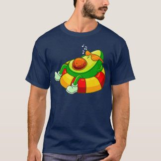 Funny Avocado On Floating Ring Hotel vacation Rela T-Shirt