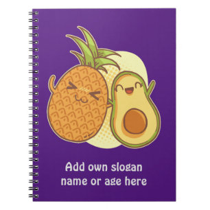 Funny Avocado Pineapple Best Friends BFF Kawaii Notebook