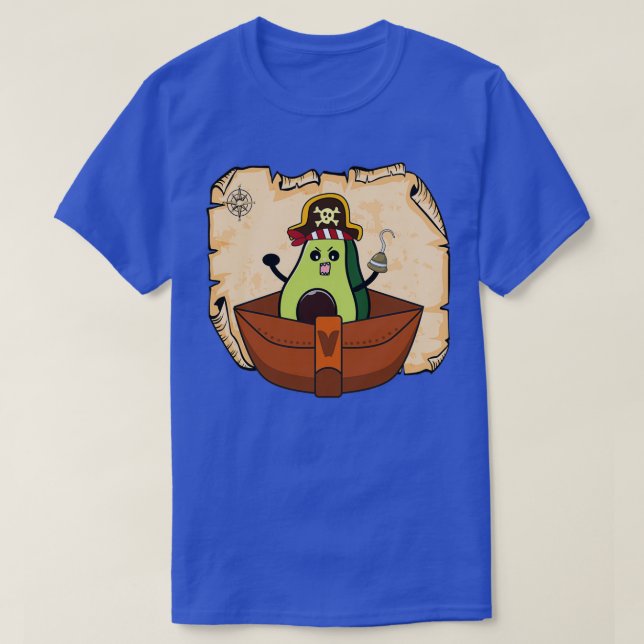 Funny avocado pirate on a boat T-Shirt (Design Front)