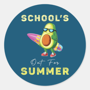 Funny Avocado Schools Out For Summer Teacher  Classic Round Sticker