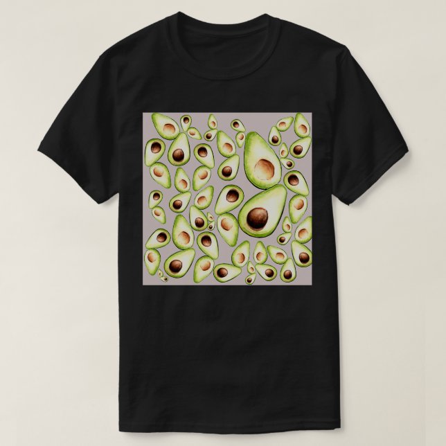 Funny avocado set with grey background T-Shirt (Design Front)