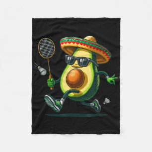 Funny Avocado Showing Badminton Skills Cinco De Ma Fleece Blanket